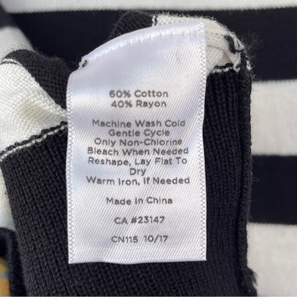 Talbots Black and White Stripe Ruffle Nautical Coastal Cardigan Size XL - Picture 6 of 7